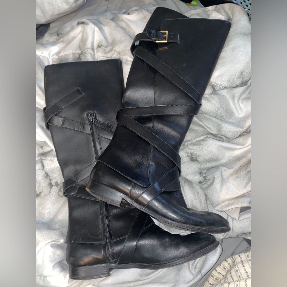 Alexander McQueen Knee Hifh Leather Riding Boots